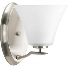  P2004-09 - Bravo Collection One-Light Brushed Nickel Etched Glass Modern Bath Vanity Light
