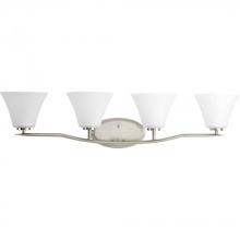  P2007-09 - Bravo Collection Four-Light Brushed Nickel Etched Glass Modern Bath Vanity Light