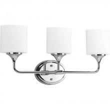  P2803-15 - Lynzie Collection Three-Light Polished Chrome Etched Opal Glass Modern Bath Vanity Light