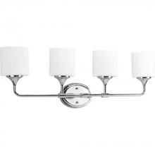  P2804-15 - Lynzie Collection Four-Light Polished Chrome Etched Opal Glass Modern Bath Vanity Light