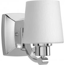  P300016-015 - Glance Collection One-Light Polished Chrome Etched White Linen Glass Farmhouse Bath Vanity Light