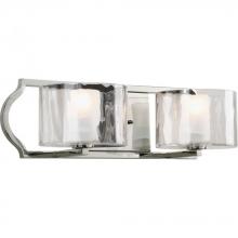 Progress P3076-104WB - Caress Collection Two-Light Polished Nickel Clear Water Glass Luxe Bath Vanity Light