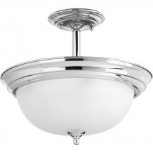  P3927-15ET - Two-Light Dome Glass 13-1/4" Semi Flush Convertible
