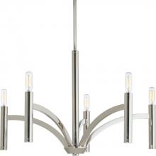  P4718-104 - Draper Collection Five-Light Polished Nickel Luxe Chandelier Light