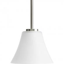  P5300-09 - Bravo Collection One-Light Brushed Nickel Etched Glass Modern Mini-Pendant Light