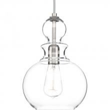  P5334-09 - Staunton Collection One-Light Brushed Nickel Clear Glass Global Pendant Light