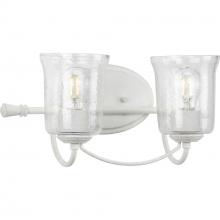  P300254-151 - Bowman Collection Two-Light Cottage White Clear Chiseled Glass Coastal Bath Vanity Light