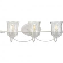  P300255-151 - Bowman Collection Three-Light Cottage White Clear Chiseled Glass Coastal Bath Vanity Light