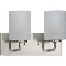  P300328-009 - Merry Collection Two-Light Brushed Nickel and Etched Glass Transitional Style Bath Vanity Wall Light