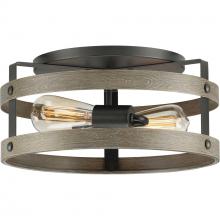  P350169-143 - Gulliver Collection Two-Light Graphite and Weathered Gray Farmhouse Style Flush Mount Ceiling Light