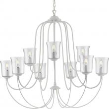  P400196-151 - Bowman Collection Nine-Light Cottage White Clear Chiseled Glass Coastal Chandelier Light