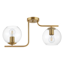  204336A - 2x40W ceiling light with brushed gold finish and clear glass shades