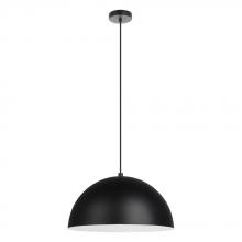  205292A - Rafaelino - 1 LT Pendant with a Structured Black Exterior and Matte White Interor Metal Shade