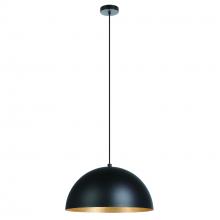  205293A - 1 LT Pendant With a Structured Black Exterior and Gold Leaf interior Metal Shade 1-60W E26