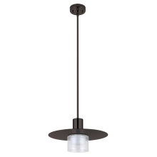 Eglo 205845A - 1 LT Pendant w/ Black a Finish, Matte Nickel Disc & White Interior & Clear Outer Glass