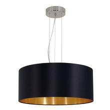  31605A - 3x60W Pendant With Satin Nickel Finish & Black & Gold Shade