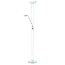  93875A - 2x2.5W + 1x20W LED Floor Lamp w/ Adjustable Reading Lamp w/ Chrome Finish & White Glass