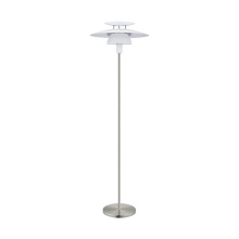 Eglo 98389A - 1 LT Floor Lamp w/ Satin Nickel Finish & White Shade