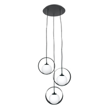 Eglo 98441A - 3 LT Cascade Pendant w/ Black Finish & White Glass Shades