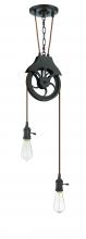  CPMKP-2ABZ - Design-A-Fixture 2 Light Keyed Socket Pulley Pendant Hardware in Aged Bronze Brushed