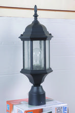 Z295-TB-CS - Hex Style Cast 1 Light Medium Outdoor Post Mount in Textured Black (Clear Seeded Glass)