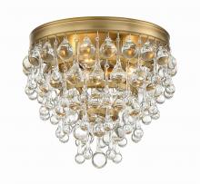  135-VG - Calypso 3 Light Crystal Teardrop Vibrant Gold Flush Mount