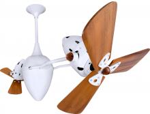  AR-WH-WD - Ar Ruthiane 360° dual headed rotational ceiling fan in gloss white finish with solid sustainable