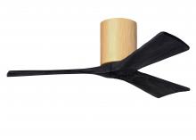  IR3H-LM-BK-42 - Irene-3H three-blade flush mount paddle fan in Light Maple finish with 42” Matte Black tone blad