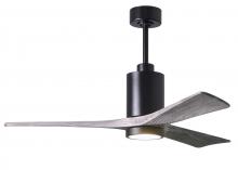  PA3-BK-BW-52 - Patricia-3 three-blade ceiling fan in Matte Black finish with 52” solid barn wood tone blades an