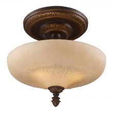  08094-AGB - Restoration 3-Light Semi Flush in Golden Bronze with Amber Glass