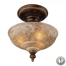  08100-AGB-LA - Restoration 3-Light Semi Flush in Golden Bronze with Amber Glass - Includes Adapter Kit