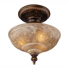 08100-AGB - Restoration 3-Light Semi Flush in Golden Bronze with Amber Glass