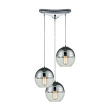  10492/3 - Revelo 3-Light Triangular Pendant Fixture in Polished Chrome with Clear and Chrome-plated Glass