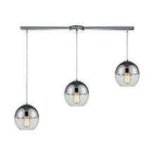  10492/3L - Revelo 3-Light Linear Mini Pendant Fixture in Polished Chrome with Clear and Chrome-plated Glass