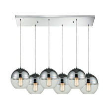  10492/6RC - Revelo 6-Light Rectangular Pendant Fixture in Polished Chrome with Clear and Chrome-plated Glass