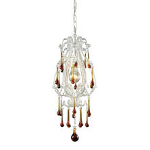  12003/1AMB - Opulence 1-Light Mini Pendant in Antique White with Amber Crystals