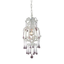  12003/1RS - Opulence 1-Light Mini Pendant in Antique White with Rose Crystals