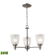  1303CH/20-LED - Jackson 3-Light Chandelier in Brushed Nickel with White Glass - LED