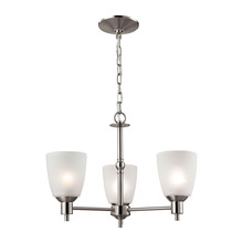  1303CH/20 - Jackson 3-Light Chandelier in Brushed Nickel with White Glass