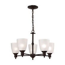  1355CH/10 - Jackson 5-Light Chandelier in in Oil Rubbed Bronze with White Glass