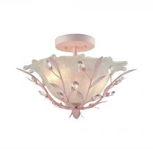  18151/2 - Circeo 2-Light Semi Flush in Light Pink with Frosted Hand-formed Glass