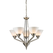  2455CH/20 - Tribecca 5-Light Chandelier in Brushed Nickel with White Glass