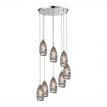  31338/8R-VINW - Twister 8-Light Round Pendant Fixture in Polished Chrome with Sculpted Glass