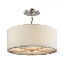  31650/3 - Selma 3-Light Pendant in Polished Nickel with White Fabric Shade