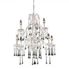  4003/6+3LM - Opulence 9-Light Chandelier in Antique White with Lime Crystals