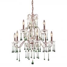  4013/6+3LM - Opulence 9-Light Chandelier in Rust with Lime Crystals