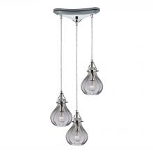  46014/3 - Danica 3-Light Triangular Pendant Fixture in Polished Chrome with Clear Glass