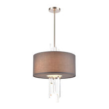  46593/3 - Crystal Falls 3-Light Chandelier in Satin Nickel with Graphite Fabric Shade