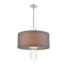  46594/3 - Crystal Falls 3-Light Chandelier in Satin Nickel with Graphite Fabric Shade