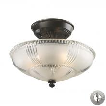  66335-3-LA - Restoration 3-Light Semi Flush in Oiled Bronze with Clear and Frosted Glass - Includes Adapter Kit